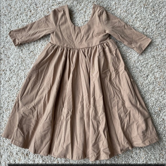 Brand New Remie Girl Size 6 Mocha Microdot Dress - Picture 2 of 4